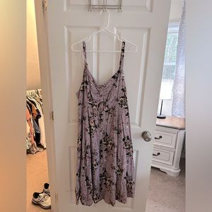 Torrid Size 2X Purple Floral Midi Textured Woven Button-Front Dress